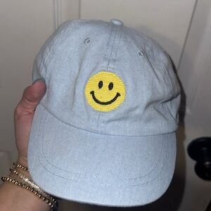 Mud Pie Light Blue Hat with Yellow Smiley